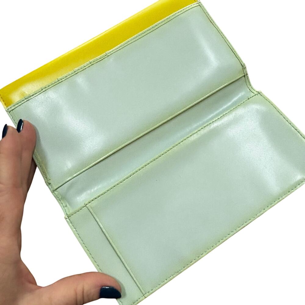 Lodis Sun Sky classic leather checkbook wallet yellow blue with FLAWS - Picture 9 of 11